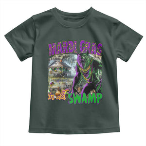 Funny Mardi Gras Rougarou Toddler T Shirt Mardi Gras In Da Swamp Cryptids Of Louisiana TS11 Dark Forest Green Print Your Wear