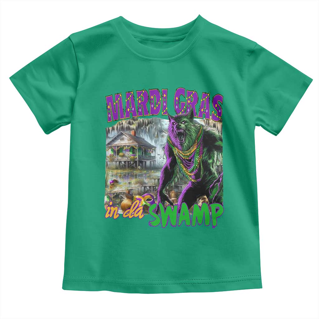 Funny Mardi Gras Rougarou Toddler T Shirt Mardi Gras In Da Swamp Cryptids Of Louisiana TS11 Irish Green Print Your Wear