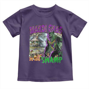 Funny Mardi Gras Rougarou Toddler T Shirt Mardi Gras In Da Swamp Cryptids Of Louisiana TS11 Purple Print Your Wear