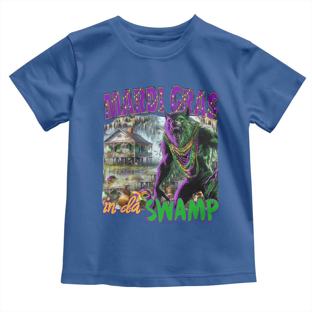 Funny Mardi Gras Rougarou Toddler T Shirt Mardi Gras In Da Swamp Cryptids Of Louisiana TS11 Royal Blue Print Your Wear