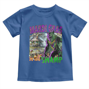 Funny Mardi Gras Rougarou Toddler T Shirt Mardi Gras In Da Swamp Cryptids Of Louisiana TS11 Royal Blue Print Your Wear