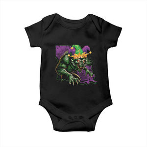 Funny Mardi Gras Rougarou Baby Onesie Cryptids Of Louisiana Jester Hat TS11 Black Print Your Wear