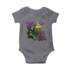 Funny Mardi Gras Rougarou Baby Onesie Cryptids Of Louisiana Jester Hat TS11 Charcoal Print Your Wear