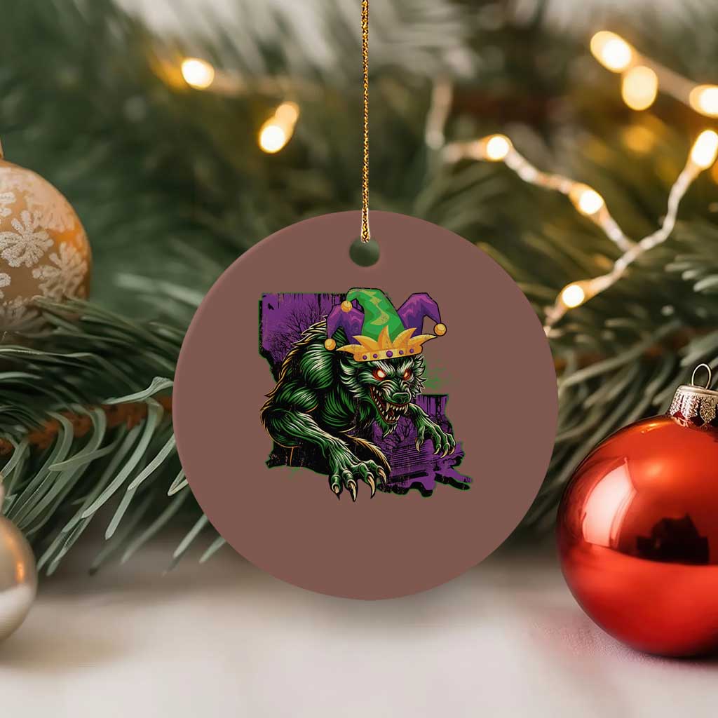 Funny Mardi Gras Rougarou Ceramic Ornament Cryptids Of Louisiana Jester Hat TS11 1pc Mocha Print Your Wear