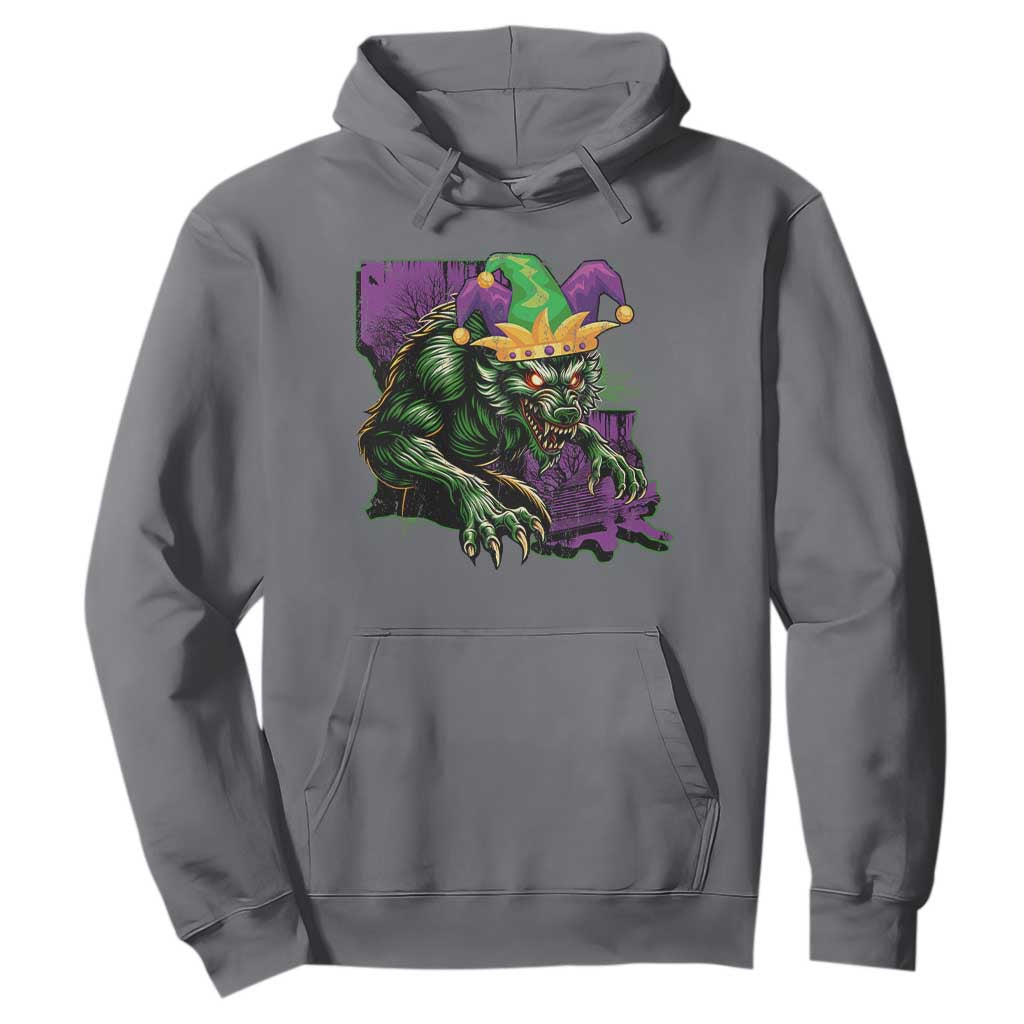 Funny Mardi Gras Rougarou Hoodie Cryptids Of Louisiana Jester Hat TS11 Charcoal Print Your Wear