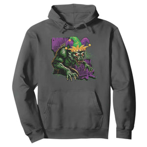 Funny Mardi Gras Rougarou Hoodie Cryptids Of Louisiana Jester Hat TS11 Dark Heather Print Your Wear
