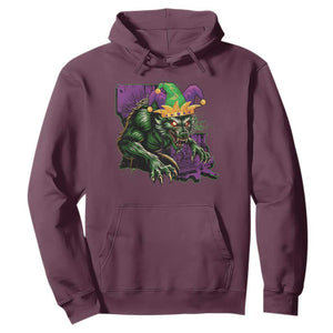 Funny Mardi Gras Rougarou Hoodie Cryptids Of Louisiana Jester Hat TS11 Maroon Print Your Wear