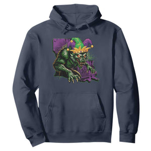 Funny Mardi Gras Rougarou Hoodie Cryptids Of Louisiana Jester Hat TS11 Navy Print Your Wear