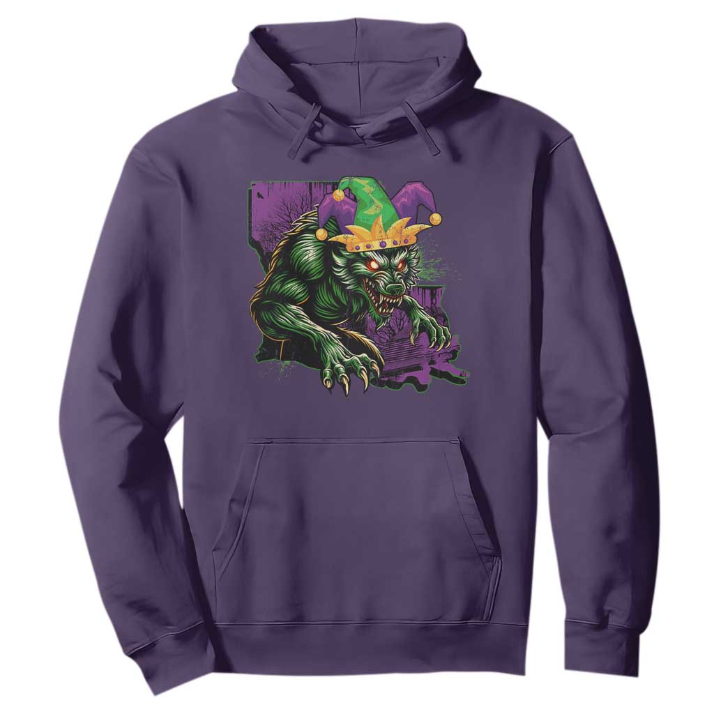 Funny Mardi Gras Rougarou Hoodie Cryptids Of Louisiana Jester Hat TS11 Purple Print Your Wear