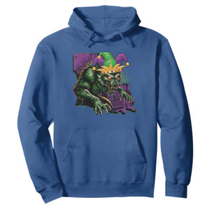 Funny Mardi Gras Rougarou Hoodie Cryptids Of Louisiana Jester Hat TS11 Royal Blue Print Your Wear
