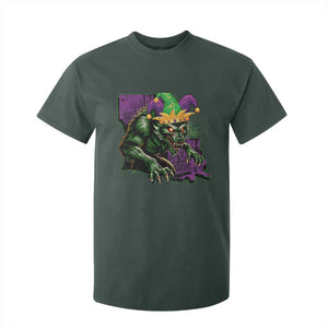 Funny Mardi Gras Rougarou T Shirt For Kid Cryptids Of Louisiana Jester Hat TS11 Dark Forest Green Print Your Wear