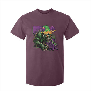 Funny Mardi Gras Rougarou T Shirt For Kid Cryptids Of Louisiana Jester Hat TS11 Maroon Print Your Wear