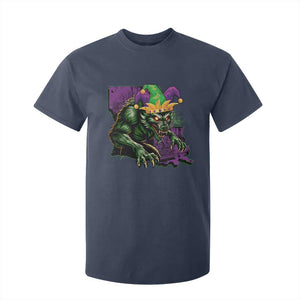 Funny Mardi Gras Rougarou T Shirt For Kid Cryptids Of Louisiana Jester Hat TS11 Navy Print Your Wear