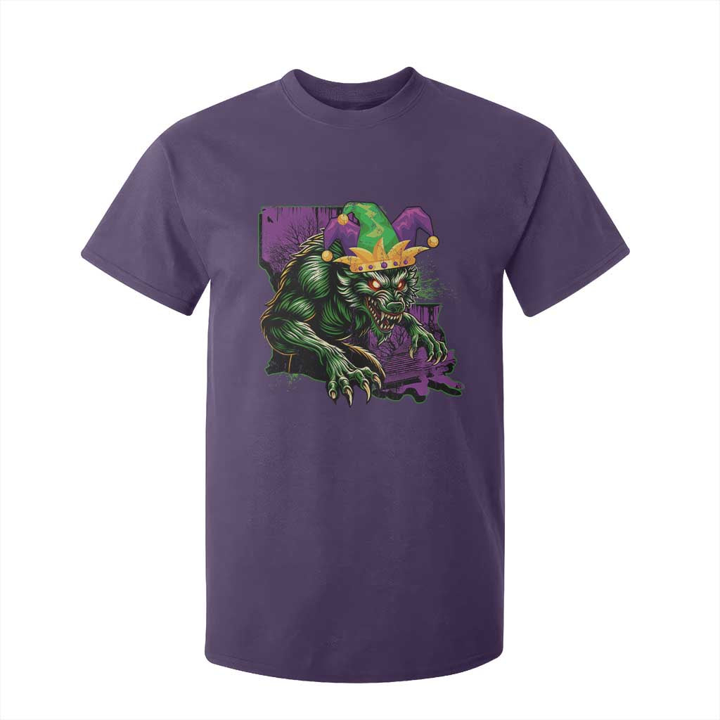 Funny Mardi Gras Rougarou T Shirt For Kid Cryptids Of Louisiana Jester Hat TS11 Purple Print Your Wear