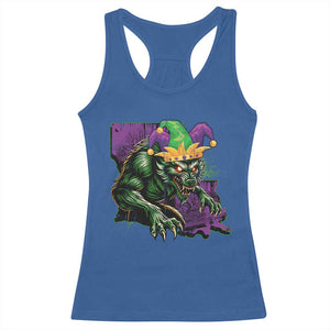 Funny Mardi Gras Rougarou Racerback Tank Top Cryptids Of Louisiana Jester Hat TS11 Royal Blue Print Your Wear