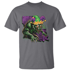 Funny Mardi Gras Rougarou T Shirt Cryptids Of Louisiana Jester Hat TS11 Charcoal Print Your Wear