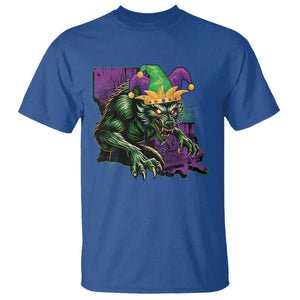 Funny Mardi Gras Rougarou T Shirt Cryptids Of Louisiana Jester Hat TS11 Royal Blue Print Your Wear