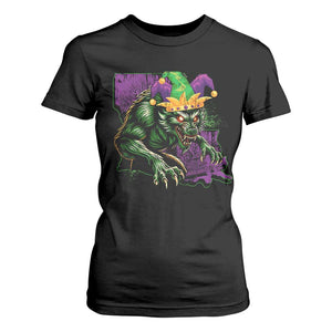 Funny Mardi Gras Rougarou T Shirt For Women Cryptids Of Louisiana Jester Hat TS11 Black Print Your Wear