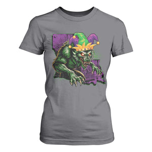 Funny Mardi Gras Rougarou T Shirt For Women Cryptids Of Louisiana Jester Hat TS11 Charcoal Print Your Wear
