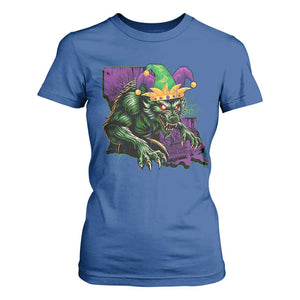 Funny Mardi Gras Rougarou T Shirt For Women Cryptids Of Louisiana Jester Hat TS11 Royal Blue Print Your Wear