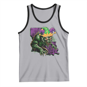Funny Mardi Gras Rougarou Tank Top Cryptids Of Louisiana Jester Hat TS11 Athletic Heather Black Print Your Wear