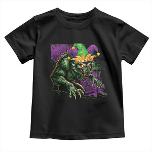 Funny Mardi Gras Rougarou Toddler T Shirt Cryptids Of Louisiana Jester Hat TS11 Black Print Your Wear