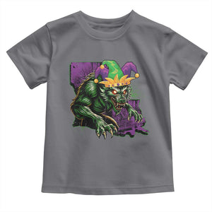 Funny Mardi Gras Rougarou Toddler T Shirt Cryptids Of Louisiana Jester Hat TS11 Charcoal Print Your Wear