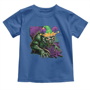 Funny Mardi Gras Rougarou Toddler T Shirt Cryptids Of Louisiana Jester Hat TS11 Royal Blue Print Your Wear