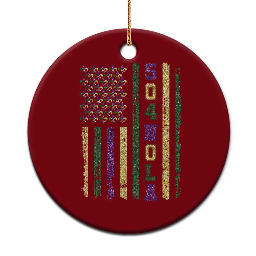 Funny Mardi Gras New Orleans Louisiana Ceramic Ornament 504 Nola Area Code Glitter Print American Flag TS11 1pc Red Print Your Wear