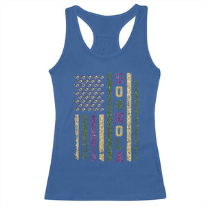 Funny Mardi Gras New Orleans Louisiana Racerback Tank Top 504 Nola Area Code Glitter Print American Flag TS11 Royal Blue Print Your Wear