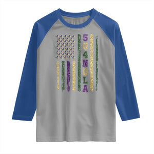 Funny Mardi Gras New Orleans Louisiana Raglan Shirt 504 Nola Area Code Glitter Print American Flag TS11 Sport Gray Royal Print Your Wear