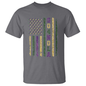Funny Mardi Gras New Orleans Louisiana T Shirt 504 Nola Area Code Glitter Print American Flag TS11 Charcoal Print Your Wear