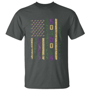 Funny Mardi Gras New Orleans Louisiana T Shirt 504 Nola Area Code Glitter Print American Flag TS11 Dark Heather Print Your Wear