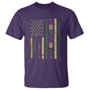 Funny Mardi Gras New Orleans Louisiana T Shirt 504 Nola Area Code Glitter Print American Flag TS11 Purple Print Your Wear