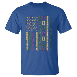 Funny Mardi Gras New Orleans Louisiana T Shirt 504 Nola Area Code Glitter Print American Flag TS11 Royal Blue Print Your Wear