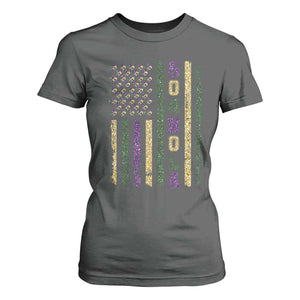 Funny Mardi Gras New Orleans Louisiana T Shirt For Women 504 Nola Area Code Glitter Print American Flag TS11 Dark Heather Print Your Wear