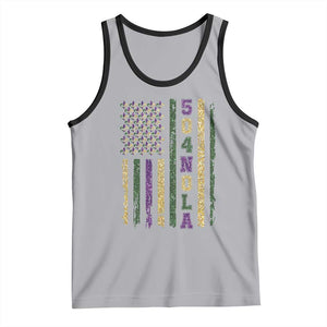 Funny Mardi Gras New Orleans Louisiana Tank Top 504 Nola Area Code Glitter Print American Flag TS11 Athletic Heather Black Print Your Wear