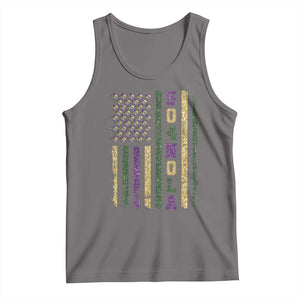 Funny Mardi Gras New Orleans Louisiana Tank Top 504 Nola Area Code Glitter Print American Flag TS11 Deep Heather Print Your Wear