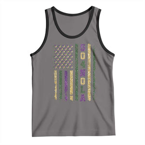 Funny Mardi Gras New Orleans Louisiana Tank Top 504 Nola Area Code Glitter Print American Flag TS11 Deep Heather Black Print Your Wear