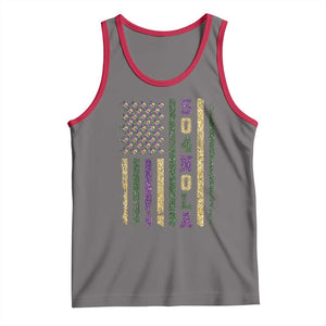 Funny Mardi Gras New Orleans Louisiana Tank Top 504 Nola Area Code Glitter Print American Flag TS11 Deep Heather Red Print Your Wear