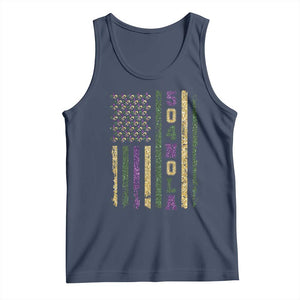 Funny Mardi Gras New Orleans Louisiana Tank Top 504 Nola Area Code Glitter Print American Flag TS11 Navy Print Your Wear