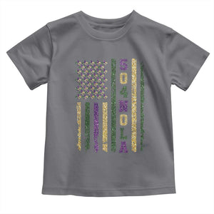 Funny Mardi Gras New Orleans Louisiana Toddler T Shirt 504 Nola Area Code Glitter Print American Flag TS11 Charcoal Print Your Wear