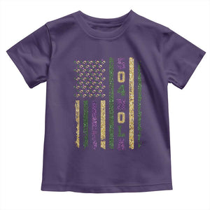 Funny Mardi Gras New Orleans Louisiana Toddler T Shirt 504 Nola Area Code Glitter Print American Flag TS11 Purple Print Your Wear