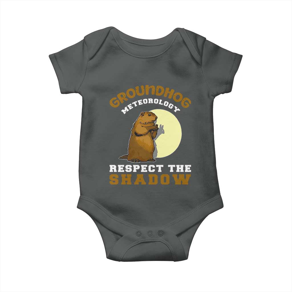 Funny Groundhog Day Baby Onesie Groundhog Meteorology Respect The Shadow TS11 Dark Heather Print Your Wear