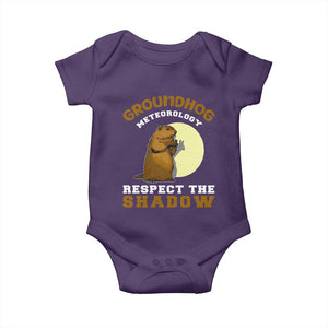 Funny Groundhog Day Baby Onesie Groundhog Meteorology Respect The Shadow TS11 Purple Print Your Wear