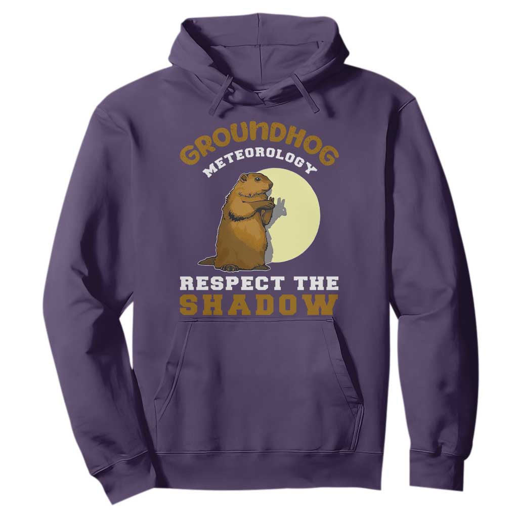 Funny Groundhog Day Hoodie Groundhog Meteorology Respect The Shadow TS11 Purple Print Your Wear