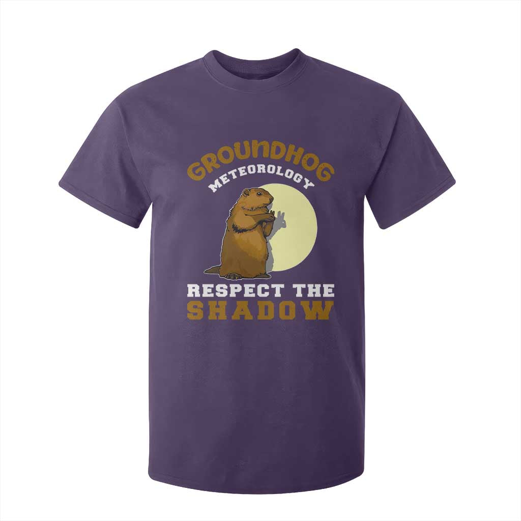 Funny Groundhog Day T Shirt For Kid Groundhog Meteorology Respect The Shadow TS11 Purple Print Your Wear