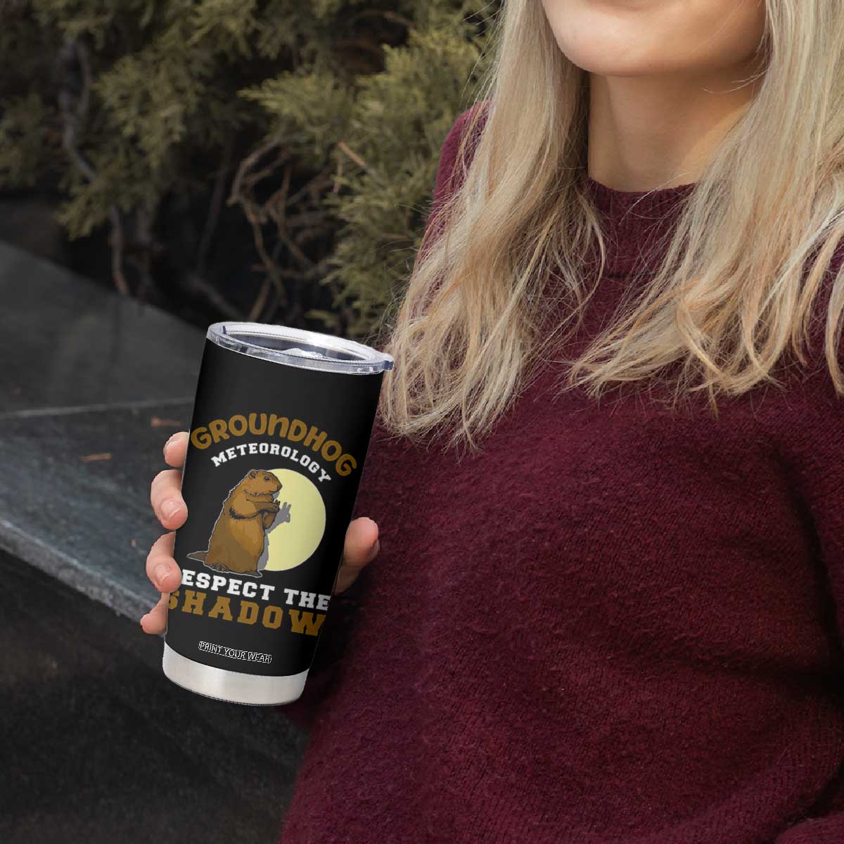 Funny Groundhog Day Tumbler Cup Groundhog Meteorology Respect The Shadow TS11 Print Your Wear
