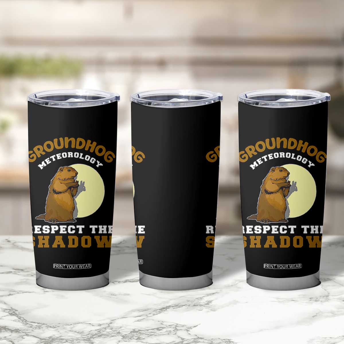 Funny Groundhog Day Tumbler Cup Groundhog Meteorology Respect The Shadow TS11 Print Your Wear