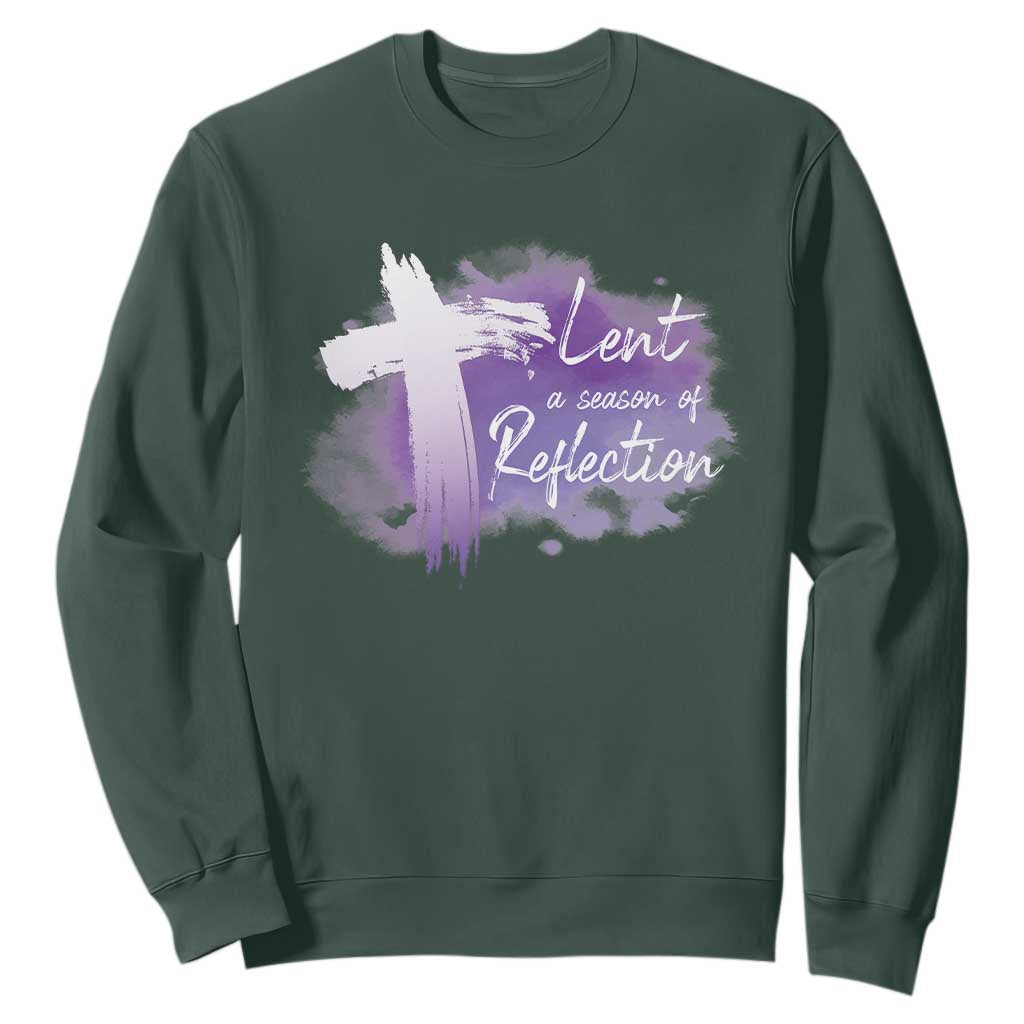 Ash Wednesday Sweatshirt Lent A Season Of Reflection Ashes Cross Christian Religious TS11 Dark Forest Green Print Your Wear